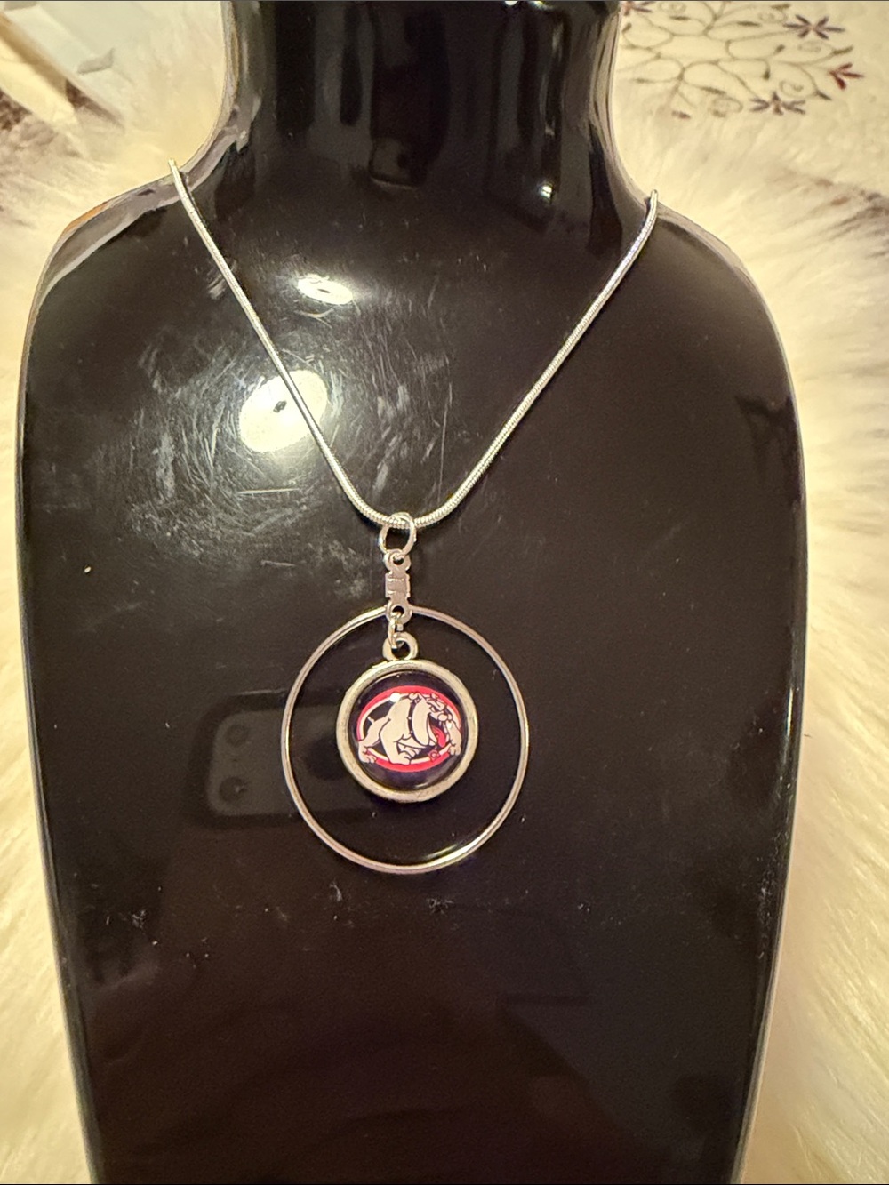 Georgia  Bulldog Circular Pendant Necklace